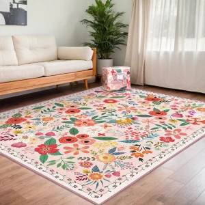 8' X 10' Washable Rug Boho Floral