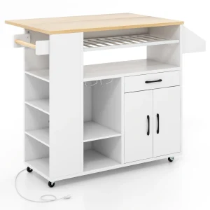 Drop-Leaf Kitchen Island Cart