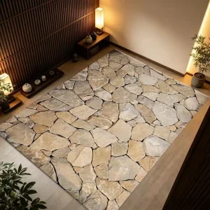 3D Natural Stone Texture Area Rug Modern