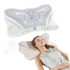 Ergonomic Memory Foam Pillow with Cooling Pillowcase