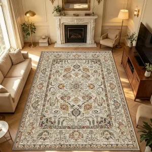 Persian Floral Area Rug  Oriental Antique Pattern