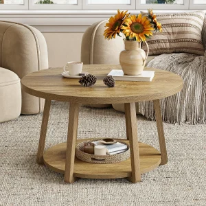 Round Coffee, 2-Tier Center with Storage,